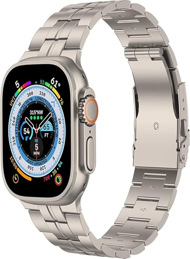 Dado Titanium Midline Metal Watch Band Compatible with Apple Watch 8 Ultra | 8 | 7 | 6 | 5 49/45/44/42mm, Double Button Clasp Design for iWatch